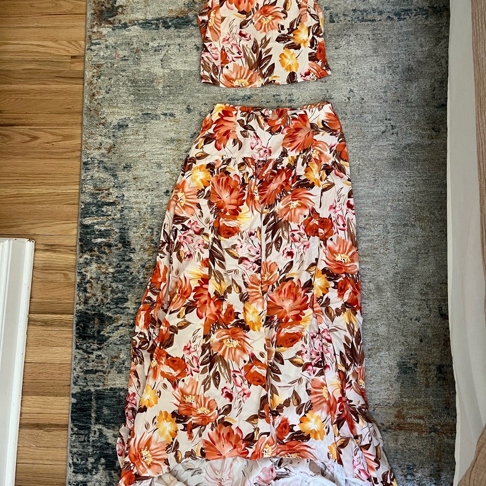 Petal & Pup Orange and Yellow Strapless Sundress